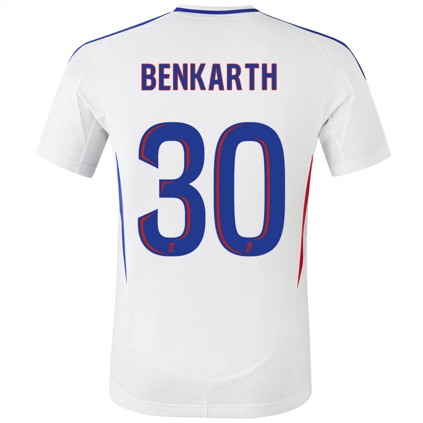 Niño Camiseta Laura Benkarth #30 Blanco Azul 1ª Equipación 2024/25 La Camisa Chile