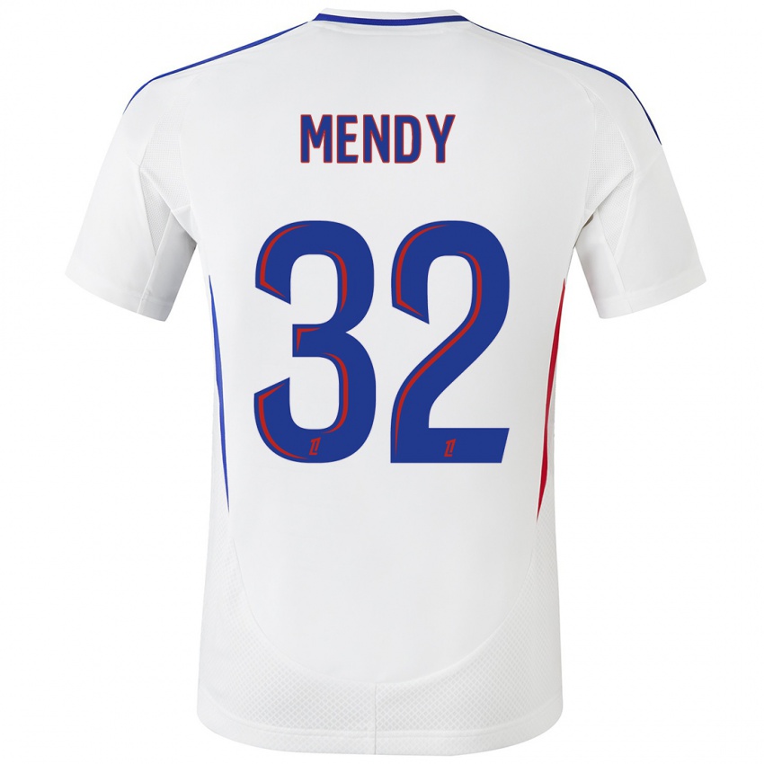 Niño Camiseta Maeline Mendy #32 Blanco Azul 1ª Equipación 2024/25 La Camisa Chile