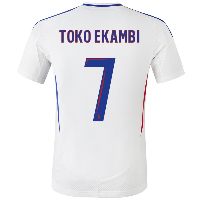 Niño Camiseta Karl Toko Ekambi #7 Blanco Azul 1ª Equipación 2024/25 La Camisa Chile