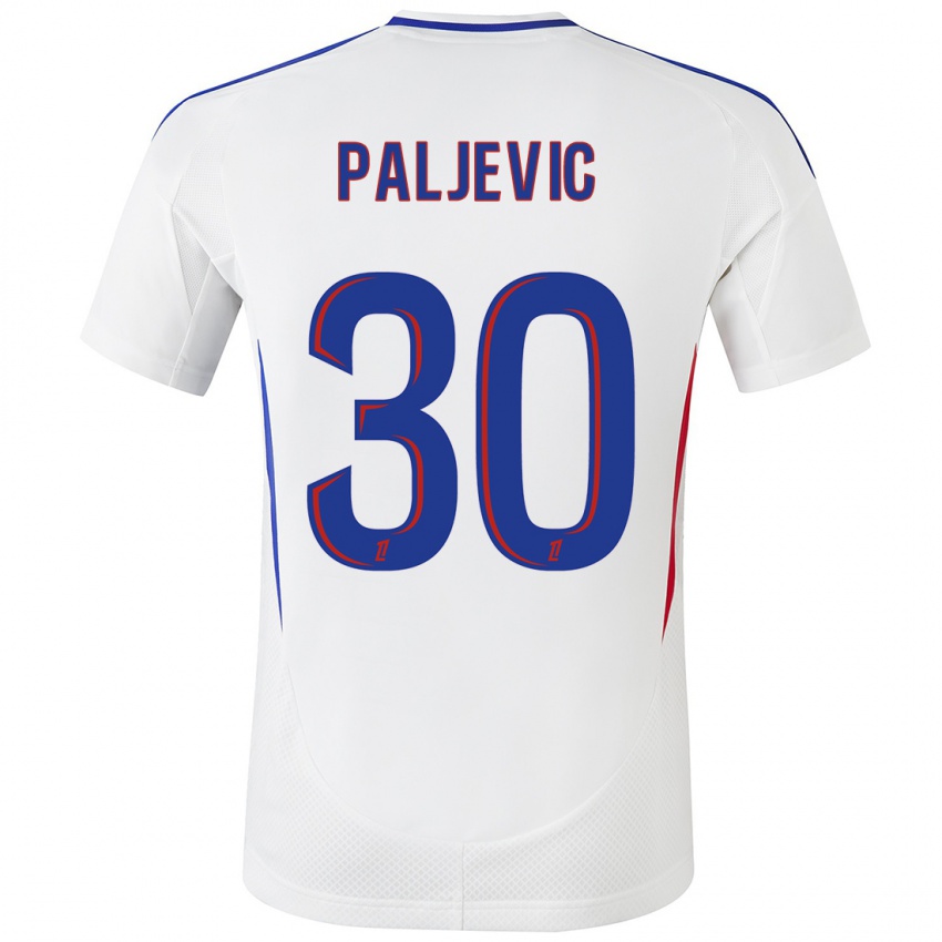 Niño Camiseta Alyssia Paljevic #30 Blanco Azul 1ª Equipación 2024/25 La Camisa Chile