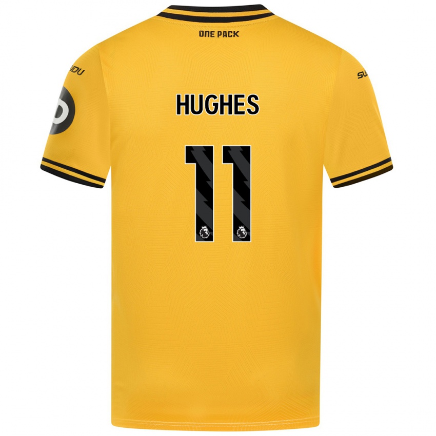 Niño Camiseta Amber Hughes #11 Amarillo 1ª Equipación 2024/25 La Camisa Chile