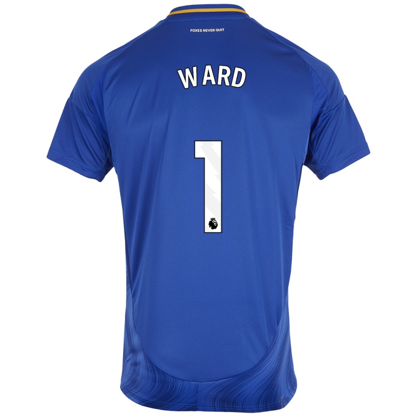 Niño Camiseta Danny Ward #1 Azul Blanco 1ª Equipación 2024/25 La Camisa Chile