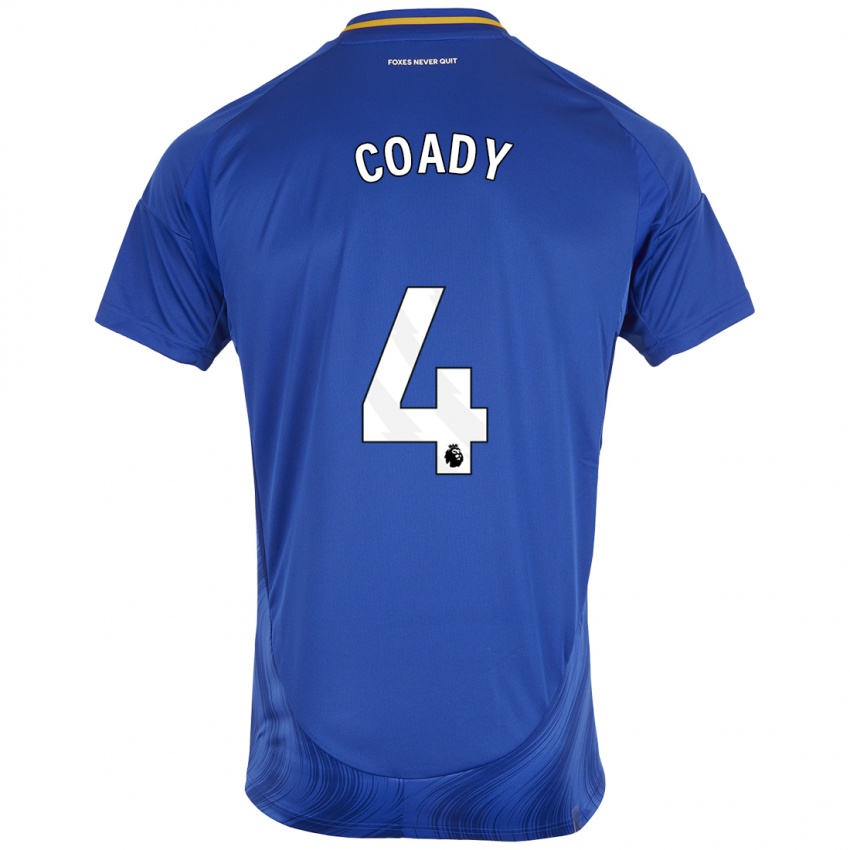 Niño Camiseta Conor Coady #4 Azul Blanco 1ª Equipación 2024/25 La Camisa Chile