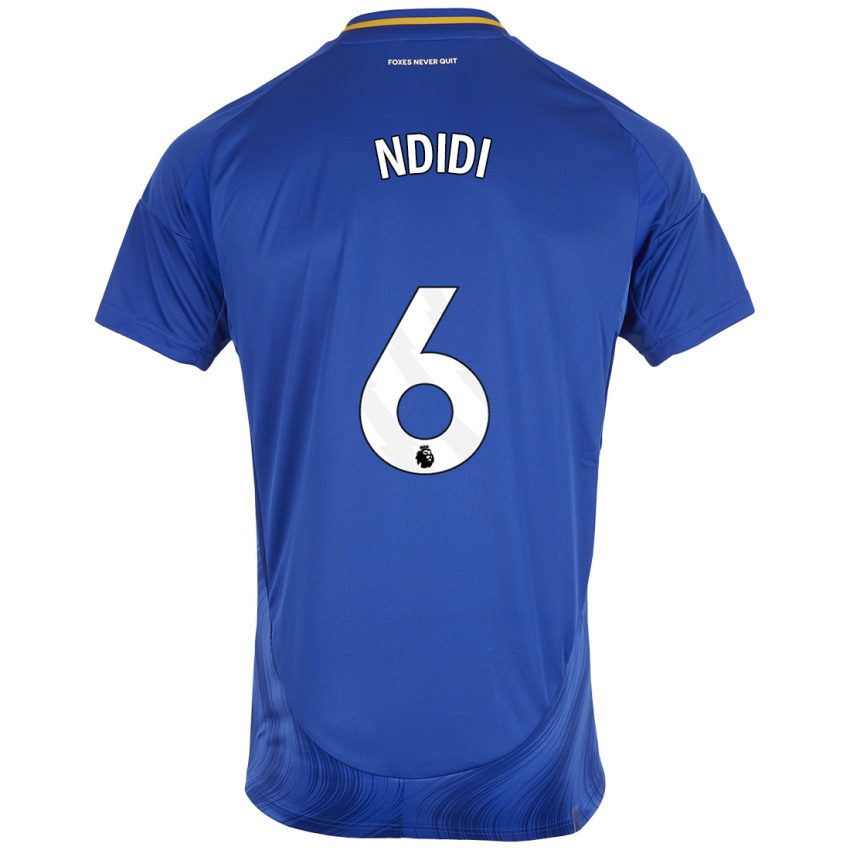 Niño Camiseta Wilfred Ndidi #6 Azul Blanco 1ª Equipación 2024/25 La Camisa Chile