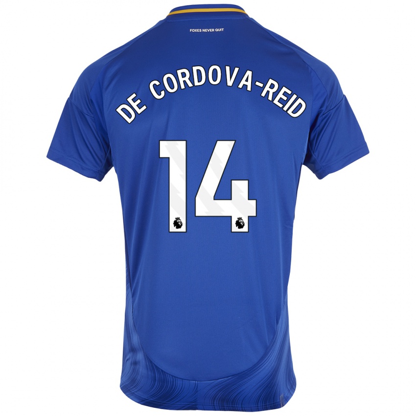 Niño Camiseta Bobby De Cordova-Reid #14 Azul Blanco 1ª Equipación 2024/25 La Camisa Chile