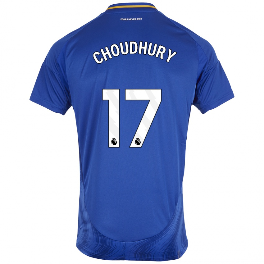 Niño Camiseta Hamza Choudhury #17 Azul Blanco 1ª Equipación 2024/25 La Camisa Chile