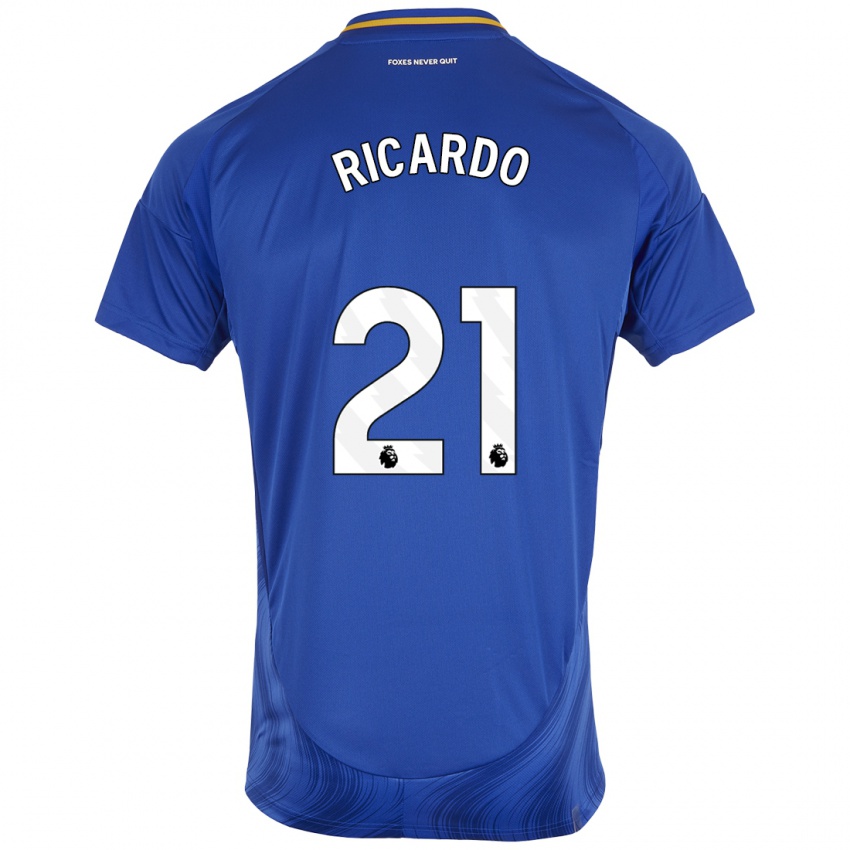 Niño Camiseta Ricardo Pereira #21 Azul Blanco 1ª Equipación 2024/25 La Camisa Chile