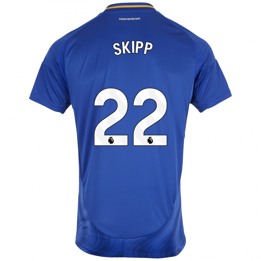 Niño Camiseta Oliver Skipp #22 Azul Blanco 1ª Equipación 2024/25 La Camisa Chile