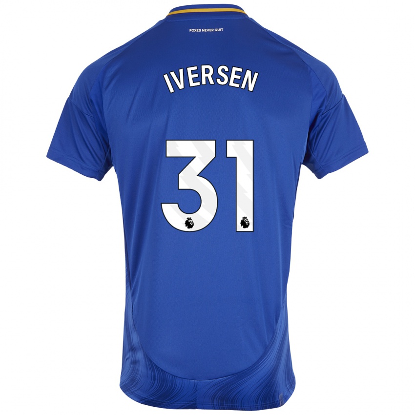 Niño Camiseta Daniel Iversen #31 Azul Blanco 1ª Equipación 2024/25 La Camisa Chile