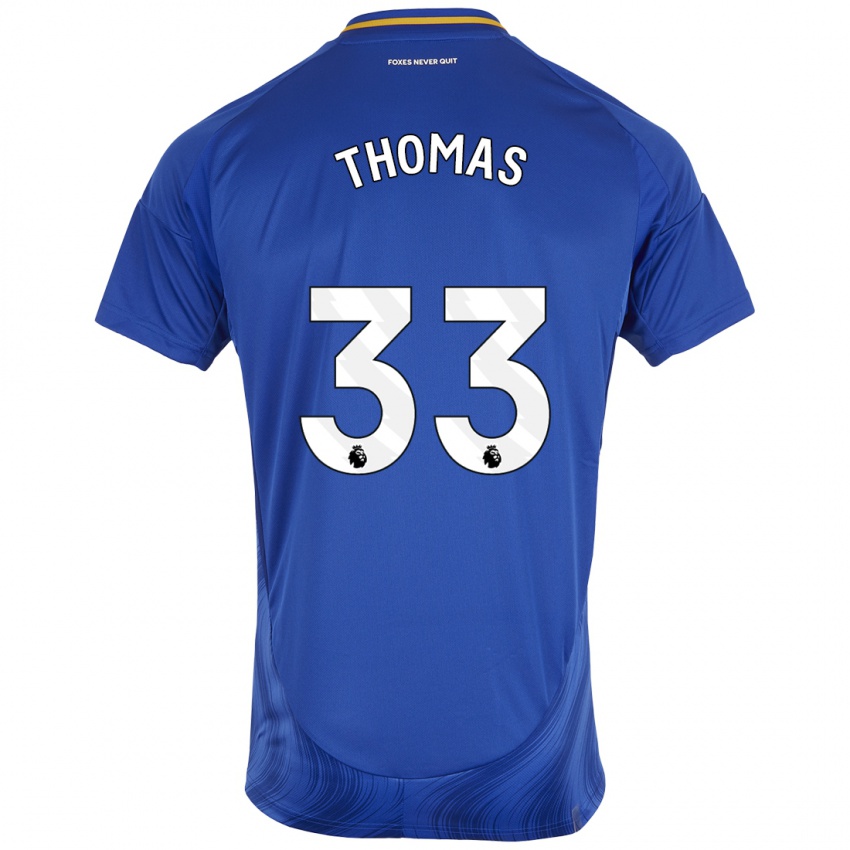 Niño Camiseta Luke Thomas #33 Azul Blanco 1ª Equipación 2024/25 La Camisa Chile