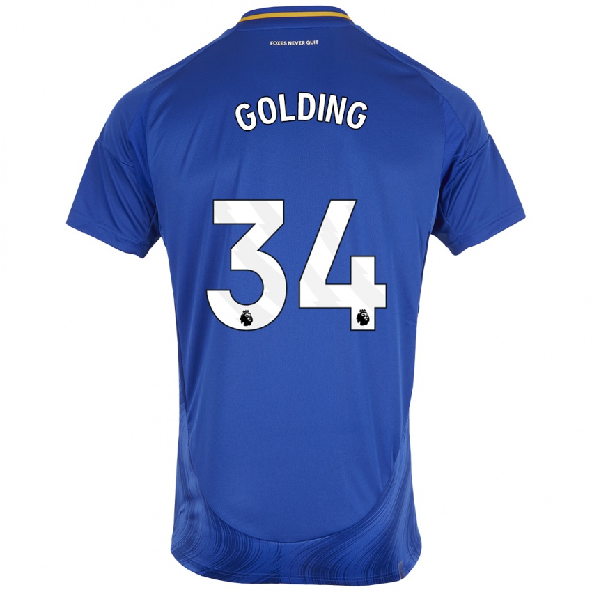 Niño Camiseta Michael Golding #34 Azul Blanco 1ª Equipación 2024/25 La Camisa Chile