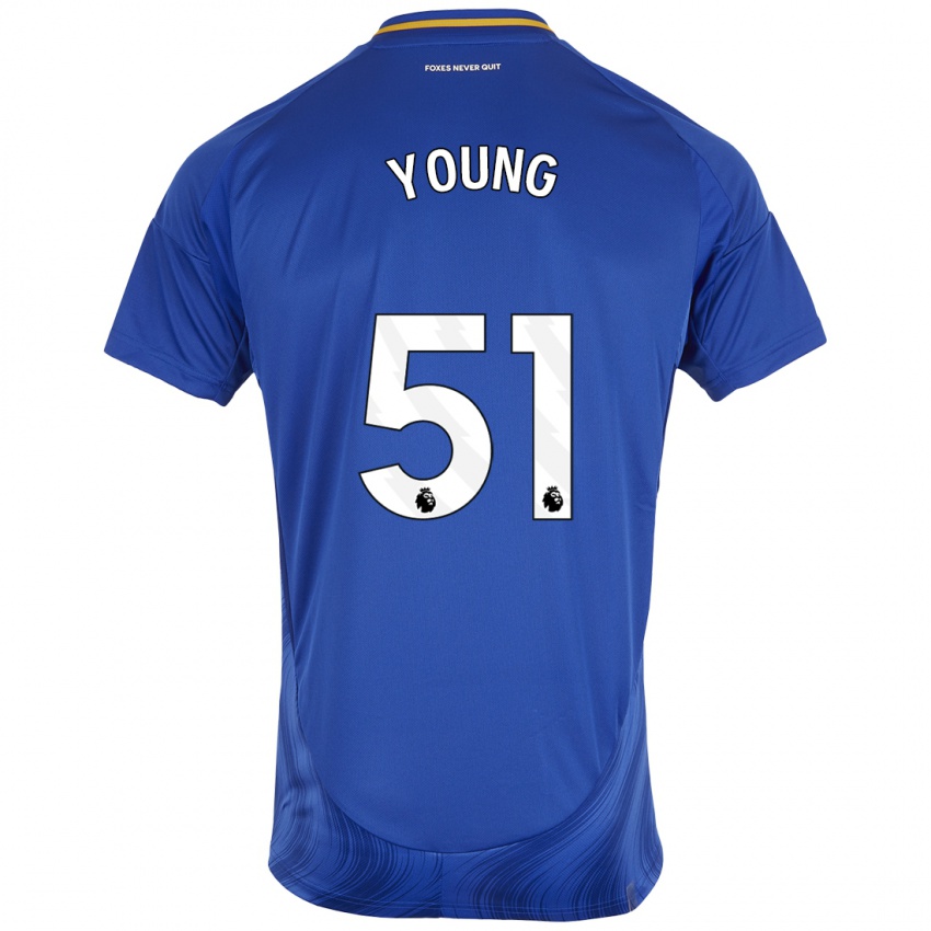 Niño Camiseta Brad Young #51 Azul Blanco 1ª Equipación 2024/25 La Camisa Chile