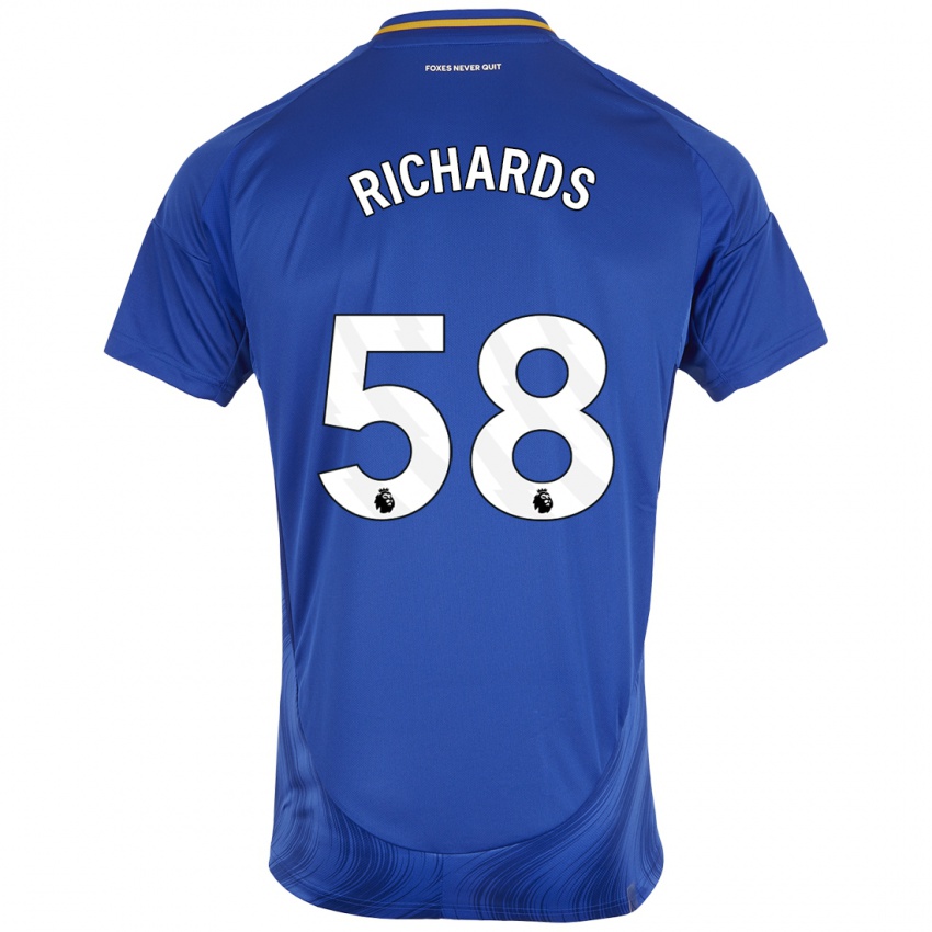 Niño Camiseta Amani Richards #58 Azul Blanco 1ª Equipación 2024/25 La Camisa Chile