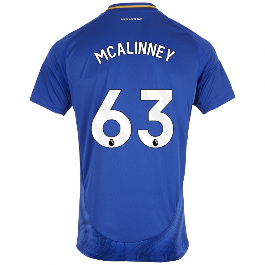 Niño Camiseta Liam Mcalinney #63 Azul Blanco 1ª Equipación 2024/25 La Camisa Chile