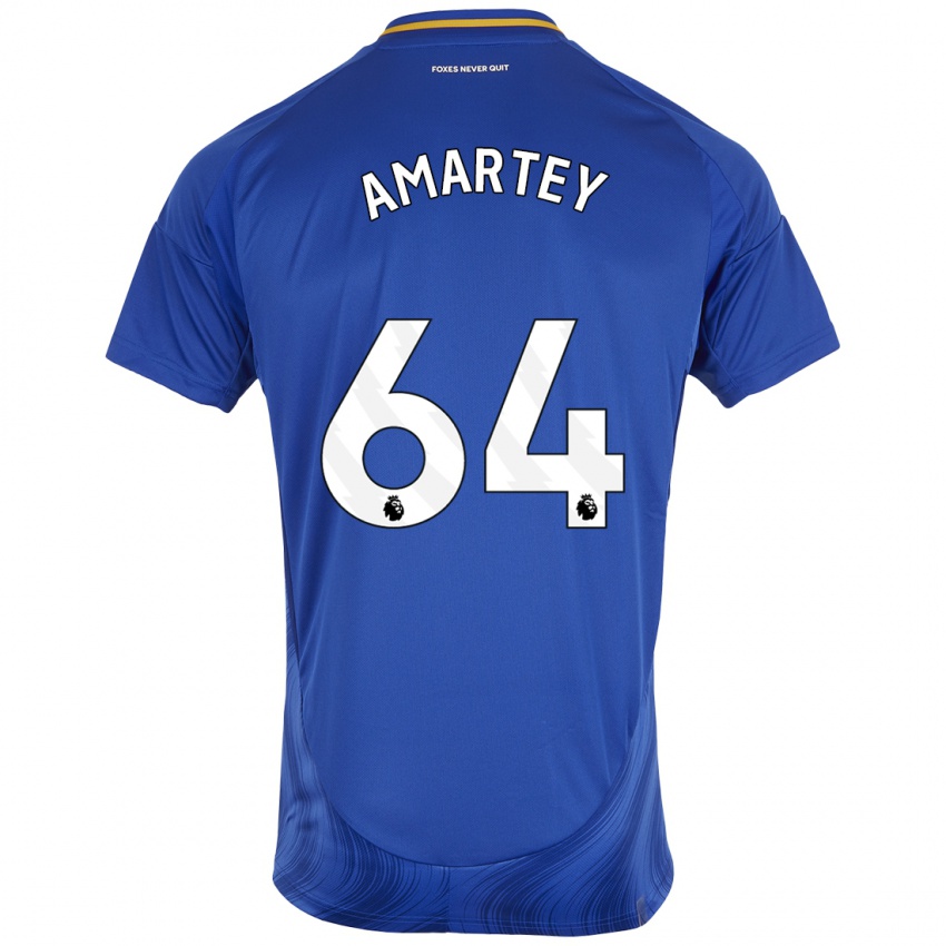 Niño Camiseta Bobby Amartey #64 Azul Blanco 1ª Equipación 2024/25 La Camisa Chile