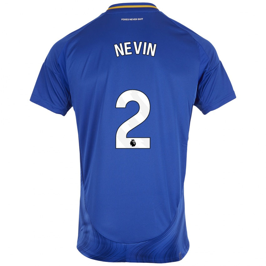 Niño Camiseta Courtney Nevin #2 Azul Blanco 1ª Equipación 2024/25 La Camisa Chile