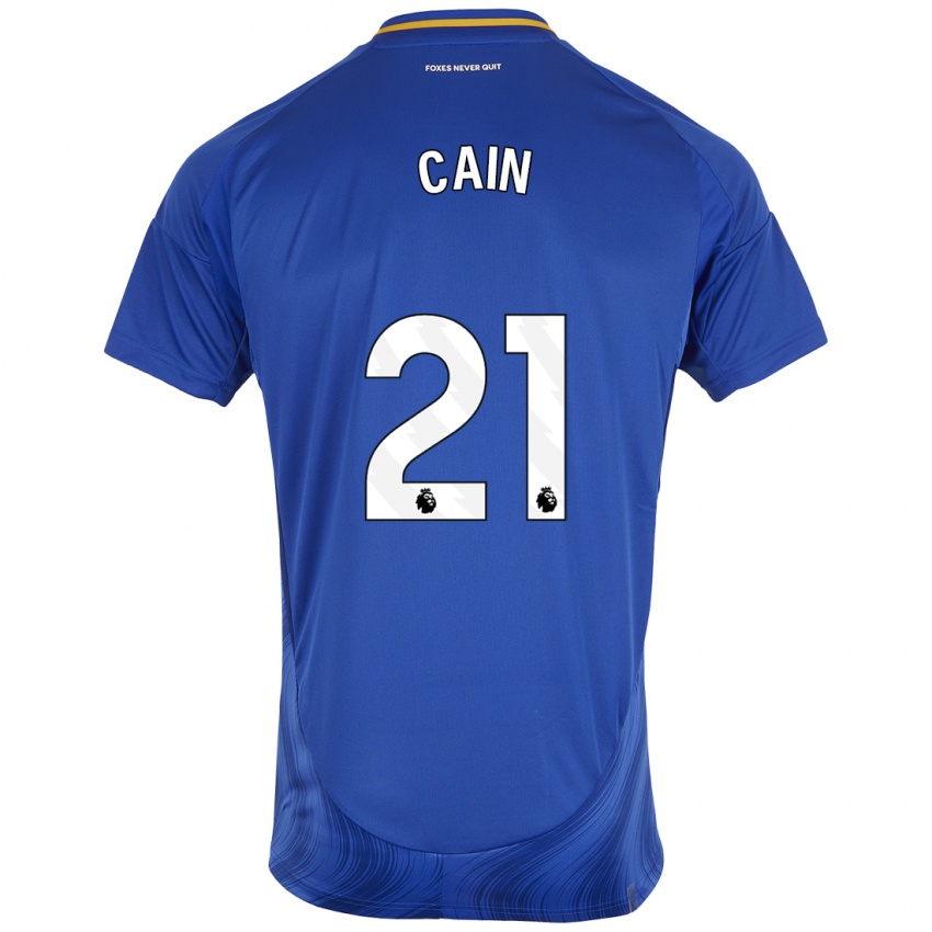 Niño Camiseta Hannah Cain #21 Azul Blanco 1ª Equipación 2024/25 La Camisa Chile