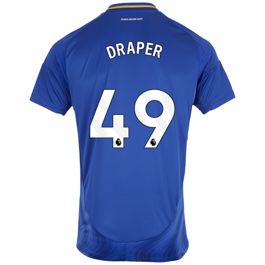 Niño Camiseta Denny Draper #49 Azul Blanco 1ª Equipación 2024/25 La Camisa Chile