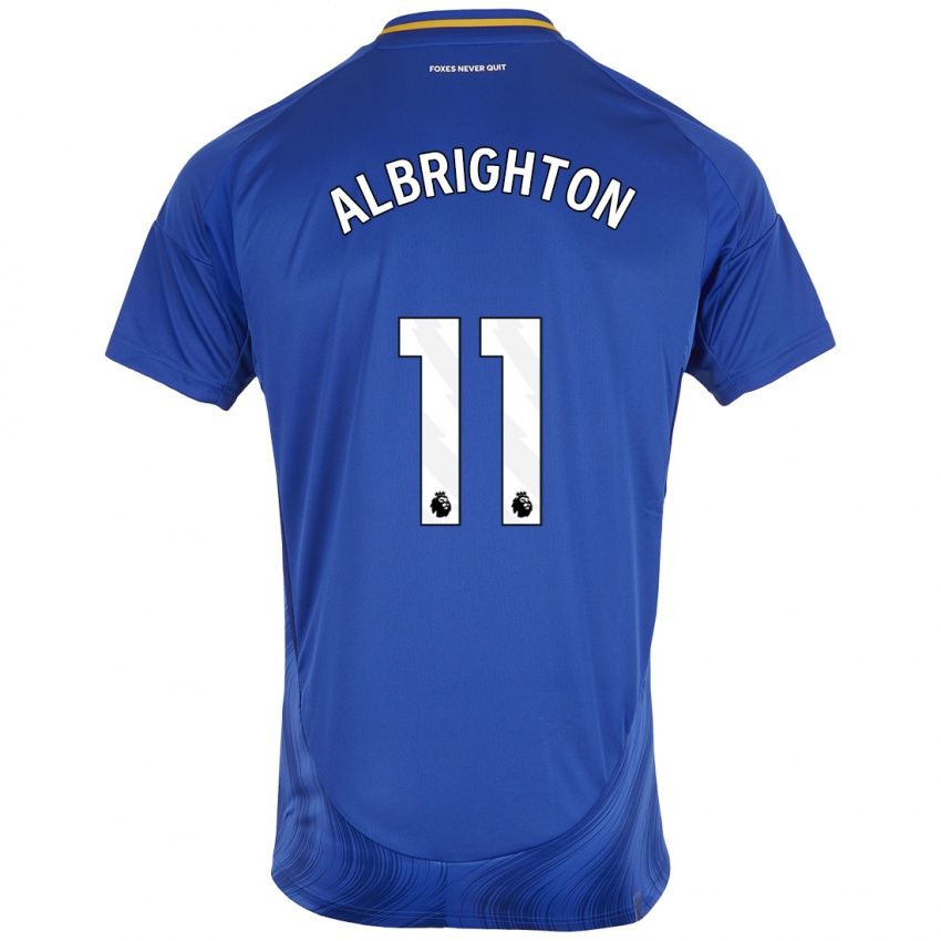 Niño Camiseta Marc Albrighton #11 Azul Blanco 1ª Equipación 2024/25 La Camisa Chile