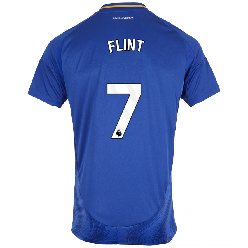 Niño Camiseta Natasha Flint #7 Azul Blanco 1ª Equipación 2024/25 La Camisa Chile