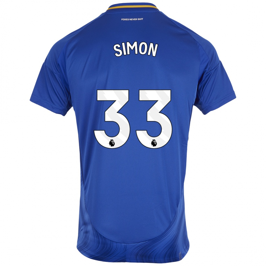 Niño Camiseta Erin Simon #33 Azul Blanco 1ª Equipación 2024/25 La Camisa Chile