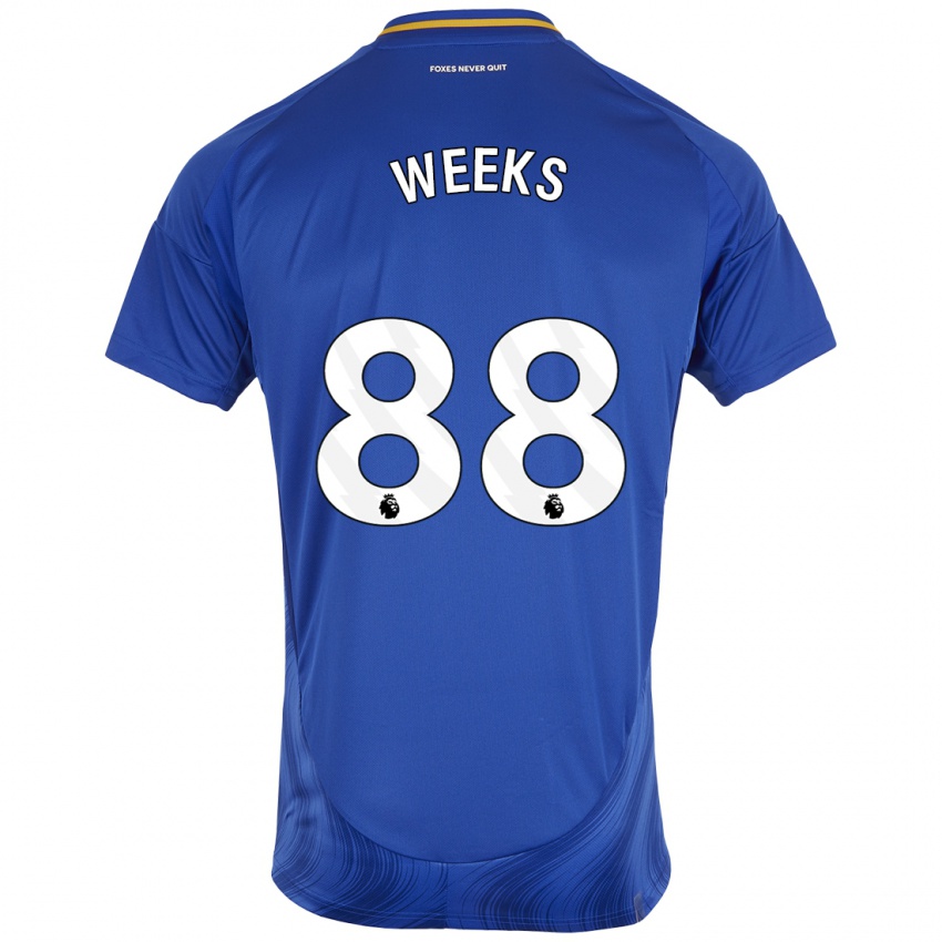 Niño Camiseta Tyler Weeks #88 Azul Blanco 1ª Equipación 2024/25 La Camisa Chile