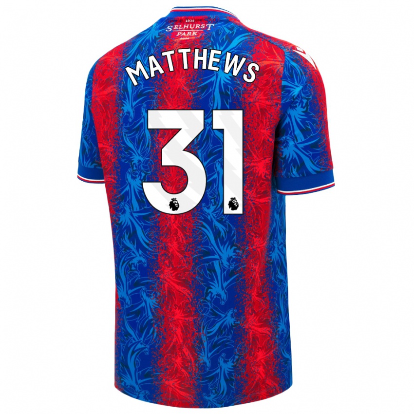 Niño Camiseta Remi Matthews #31 Rayas Rojas Y Azules 1ª Equipación 2024/25 La Camisa Chile