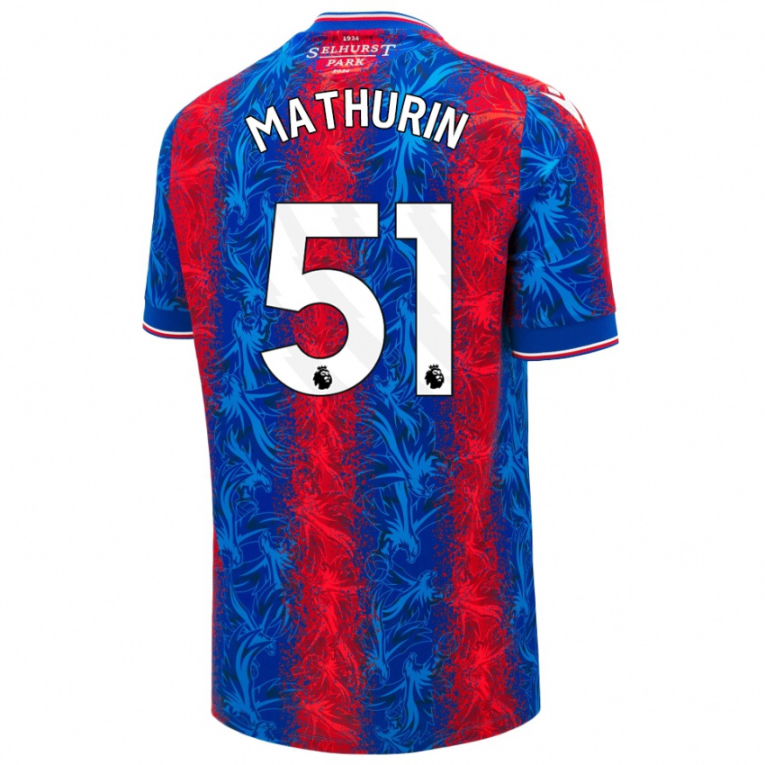 Niño Camiseta Roshaun Mathurin #51 Rayas Rojas Y Azules 1ª Equipación 2024/25 La Camisa Chile