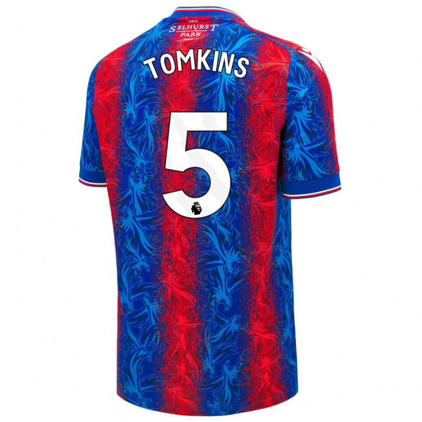 Niño Camiseta James Tomkins #5 Rayas Rojas Y Azules 1ª Equipación 2024/25 La Camisa Chile