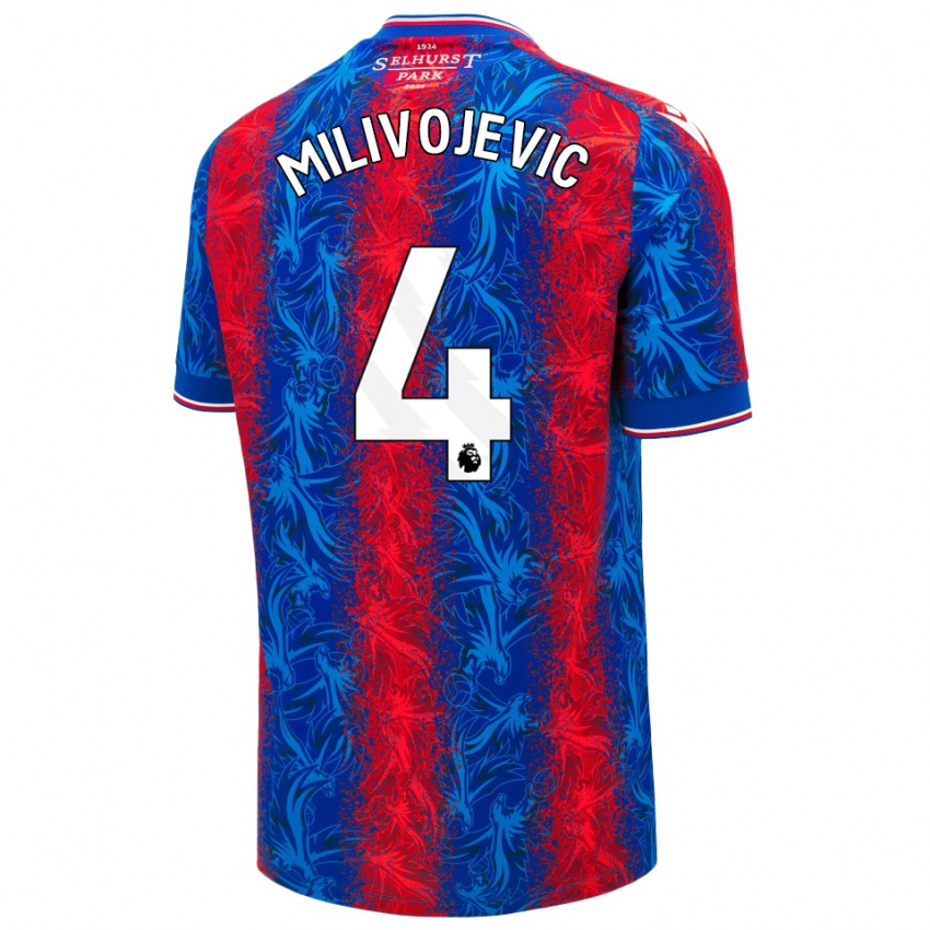 Niño Camiseta Luka Milivojevic #4 Rayas Rojas Y Azules 1ª Equipación 2024/25 La Camisa Chile