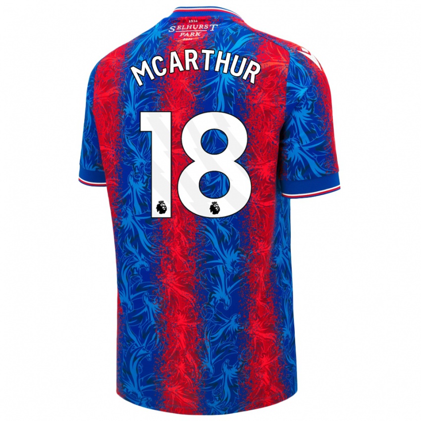 Niño Camiseta James Mcarthur #18 Rayas Rojas Y Azules 1ª Equipación 2024/25 La Camisa Chile