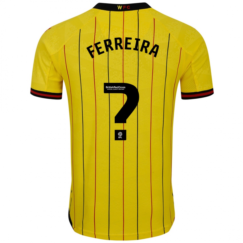 Niño Camiseta João Ferreira #0 Amarillo Negro 1ª Equipación 2024/25 La Camisa Chile