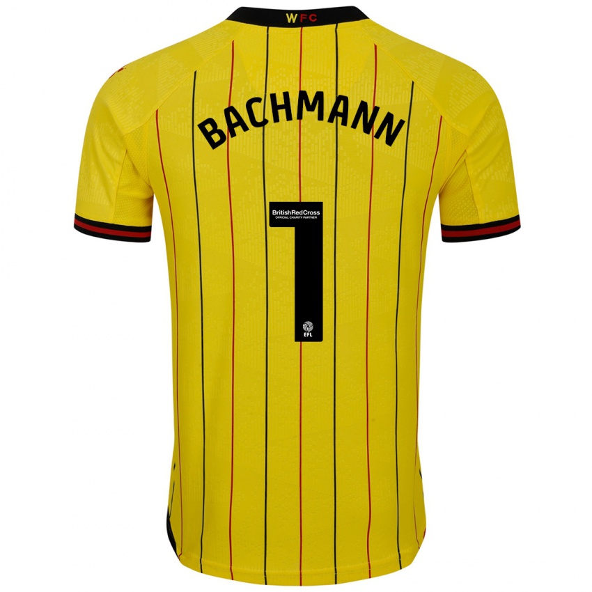 Niño Camiseta Daniel Bachmann #1 Amarillo Negro 1ª Equipación 2024/25 La Camisa Chile