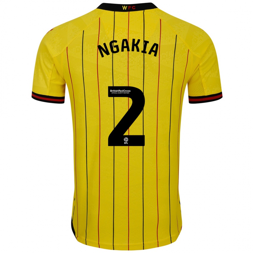 Niño Camiseta Jeremy Ngakia #2 Amarillo Negro 1ª Equipación 2024/25 La Camisa Chile