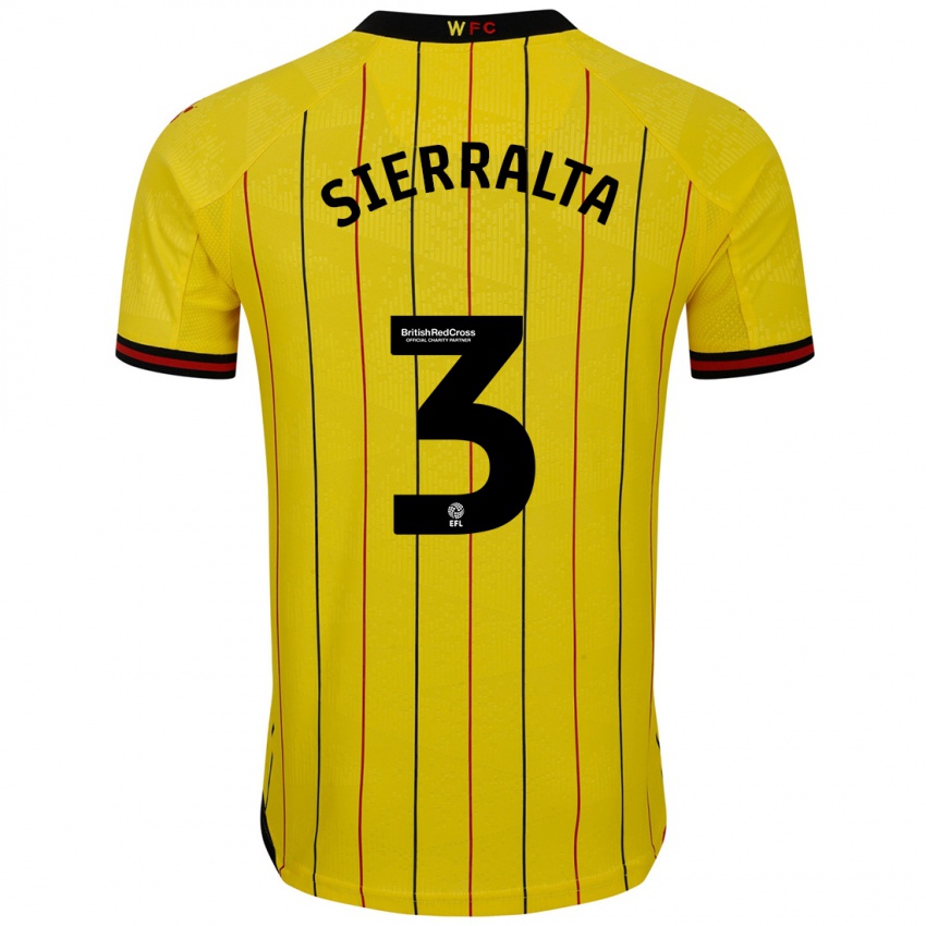 Niño Camiseta Francisco Sierralta #3 Amarillo Negro 1ª Equipación 2024/25 La Camisa Chile