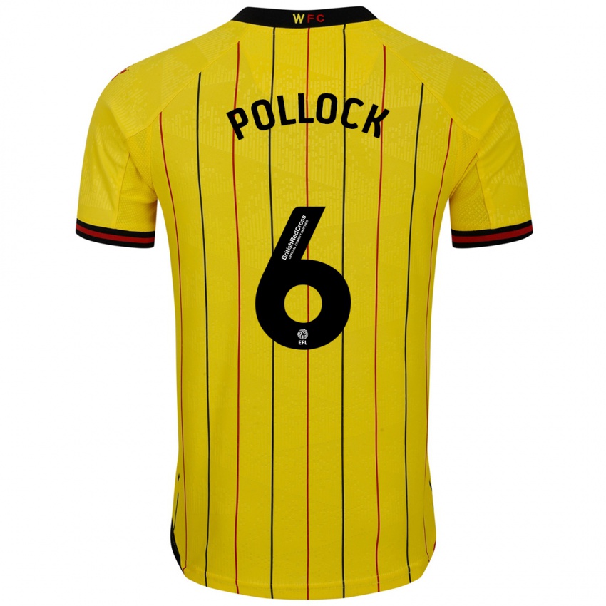 Niño Camiseta Mattie Pollock #6 Amarillo Negro 1ª Equipación 2024/25 La Camisa Chile