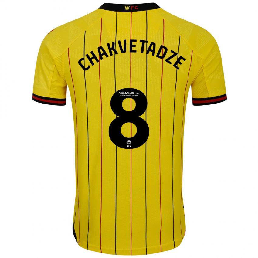 Niño Camiseta Giorgi Chakvetadze #8 Amarillo Negro 1ª Equipación 2024/25 La Camisa Chile