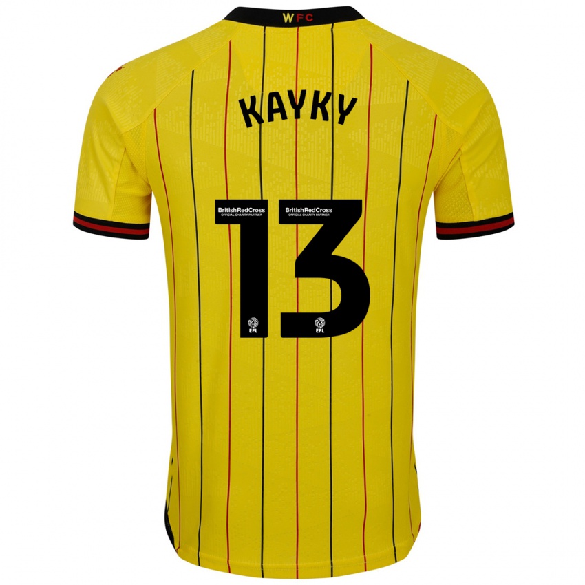 Niño Camiseta Kayky Almeida #13 Amarillo Negro 1ª Equipación 2024/25 La Camisa Chile