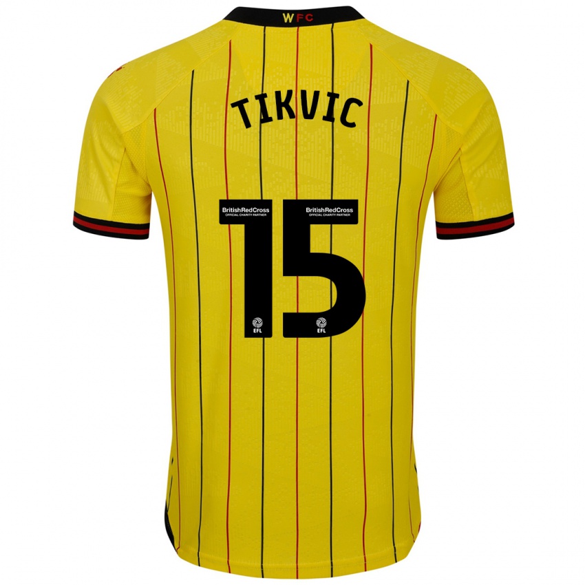 Niño Camiseta Antonio Tikvic #15 Amarillo Negro 1ª Equipación 2024/25 La Camisa Chile