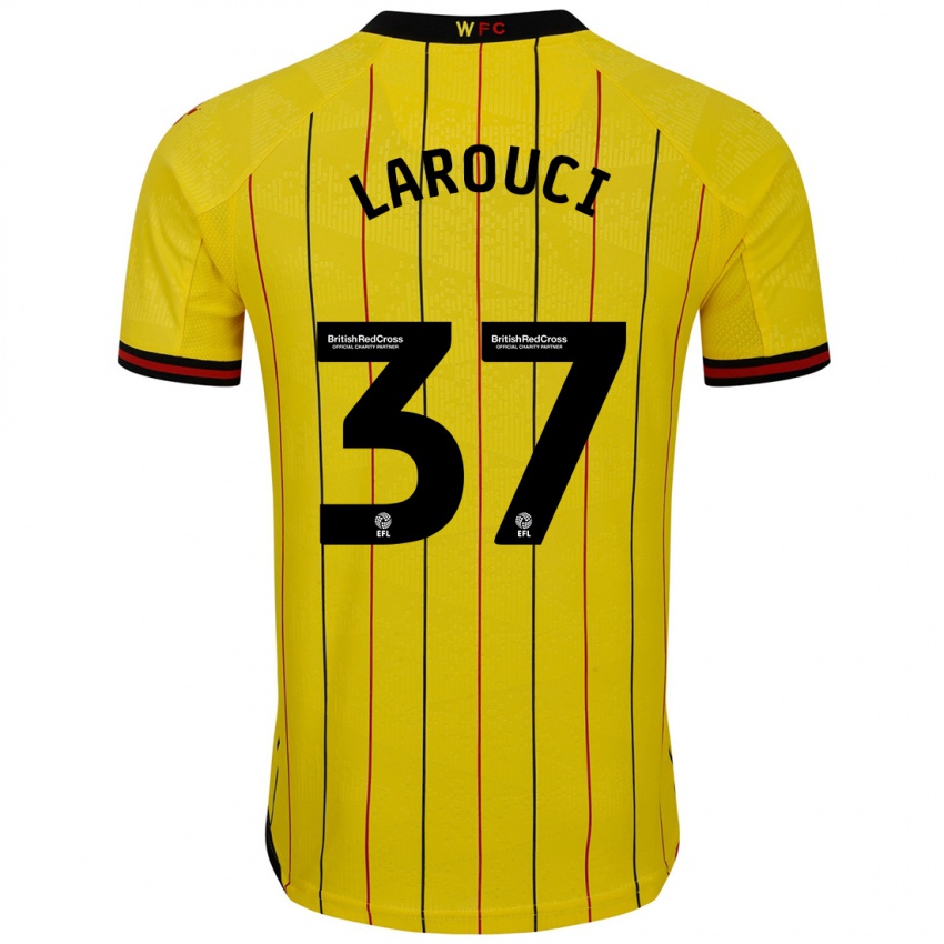 Niño Camiseta Yasser Larouci #37 Amarillo Negro 1ª Equipación 2024/25 La Camisa Chile