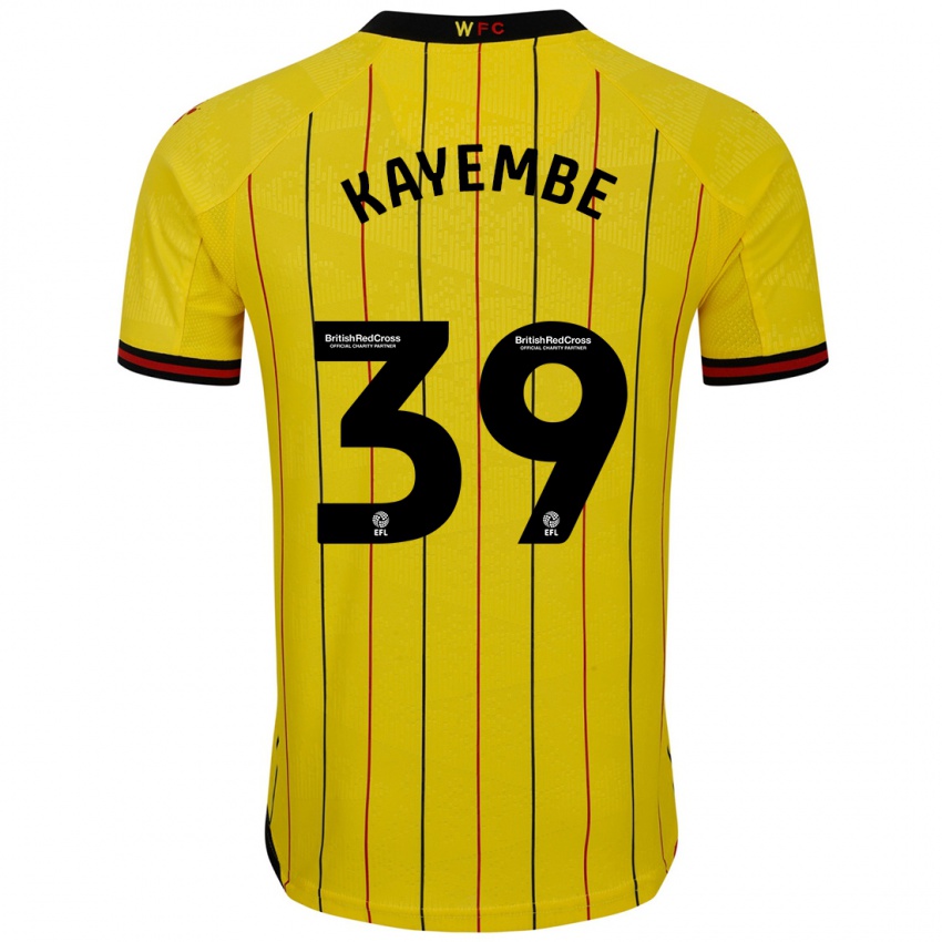 Niño Camiseta Edo Kayembe #39 Amarillo Negro 1ª Equipación 2024/25 La Camisa Chile