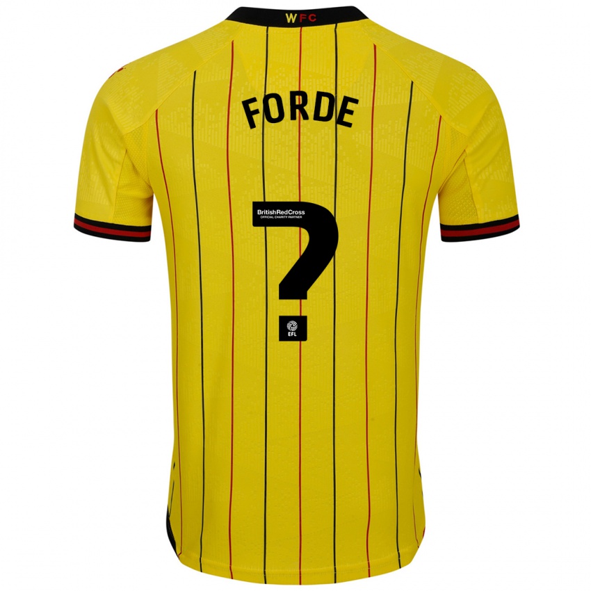 Niño Camiseta Shaqai Forde #0 Amarillo Negro 1ª Equipación 2024/25 La Camisa Chile