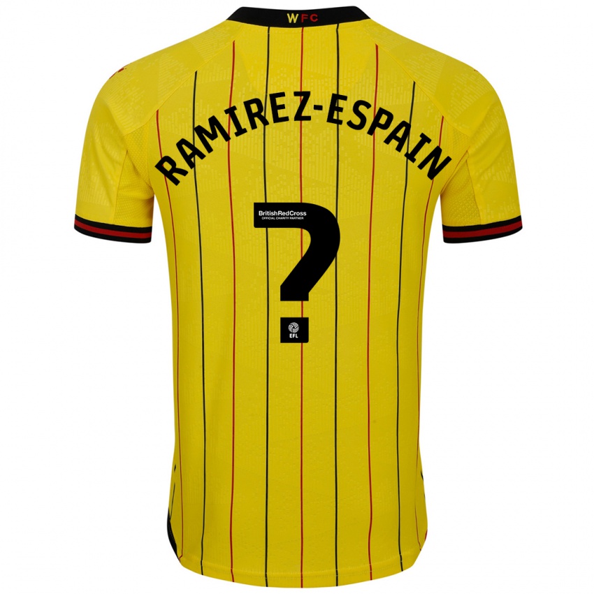 Niño Camiseta Leo Ramirez-Espain #0 Amarillo Negro 1ª Equipación 2024/25 La Camisa Chile