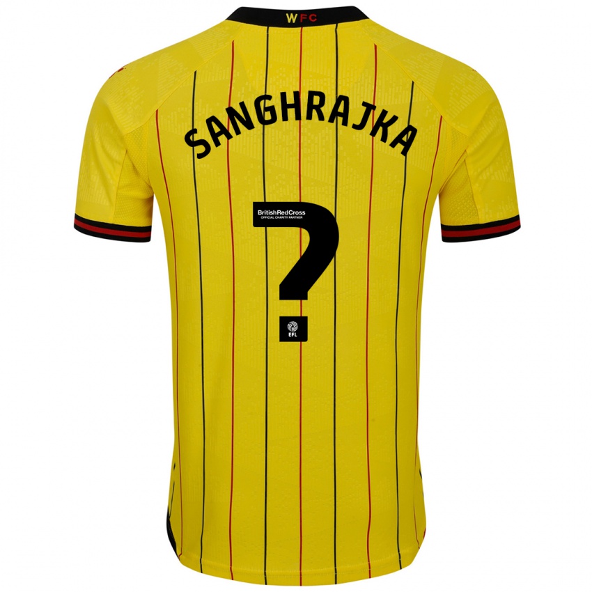 Niño Camiseta Amar Sanghrajka #0 Amarillo Negro 1ª Equipación 2024/25 La Camisa Chile