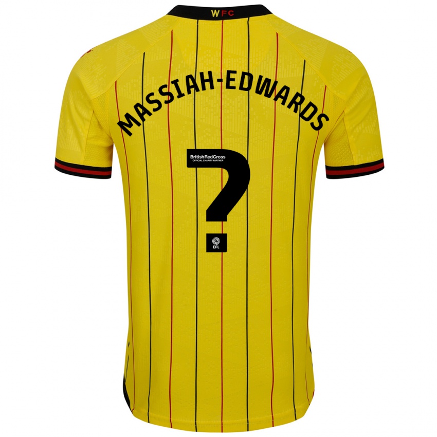 Niño Camiseta Zavier Massiah-Edwards #0 Amarillo Negro 1ª Equipación 2024/25 La Camisa Chile