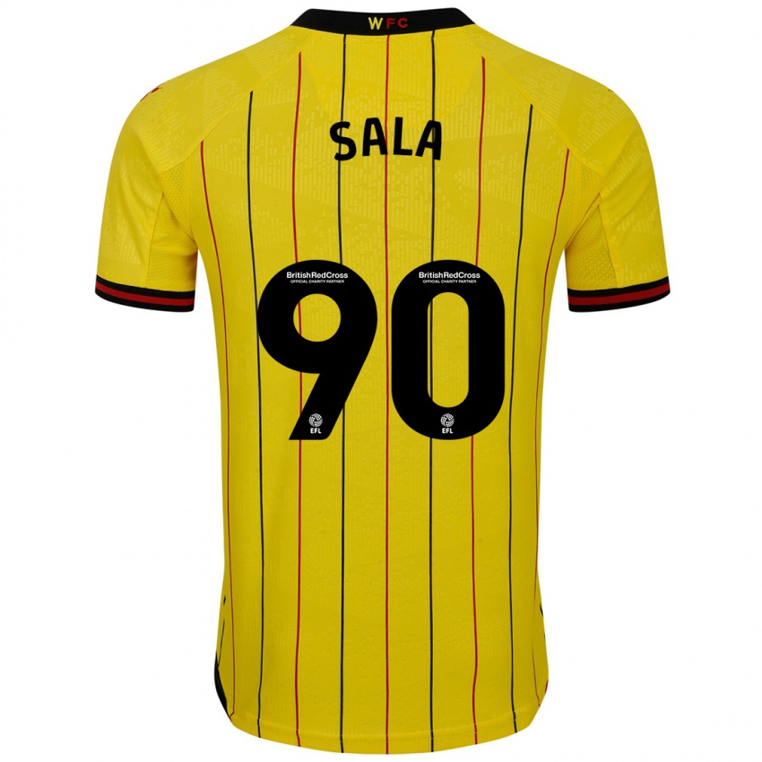 Niño Camiseta Joel Sala #90 Amarillo Negro 1ª Equipación 2024/25 La Camisa Chile