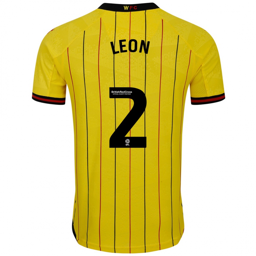 Niño Camiseta Lucía León #2 Amarillo Negro 1ª Equipación 2024/25 La Camisa Chile