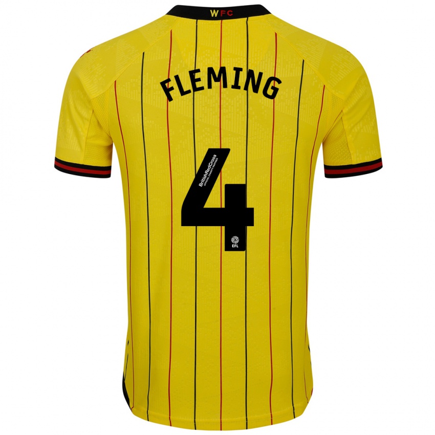 Niño Camiseta Charlotte Fleming #4 Amarillo Negro 1ª Equipación 2024/25 La Camisa Chile