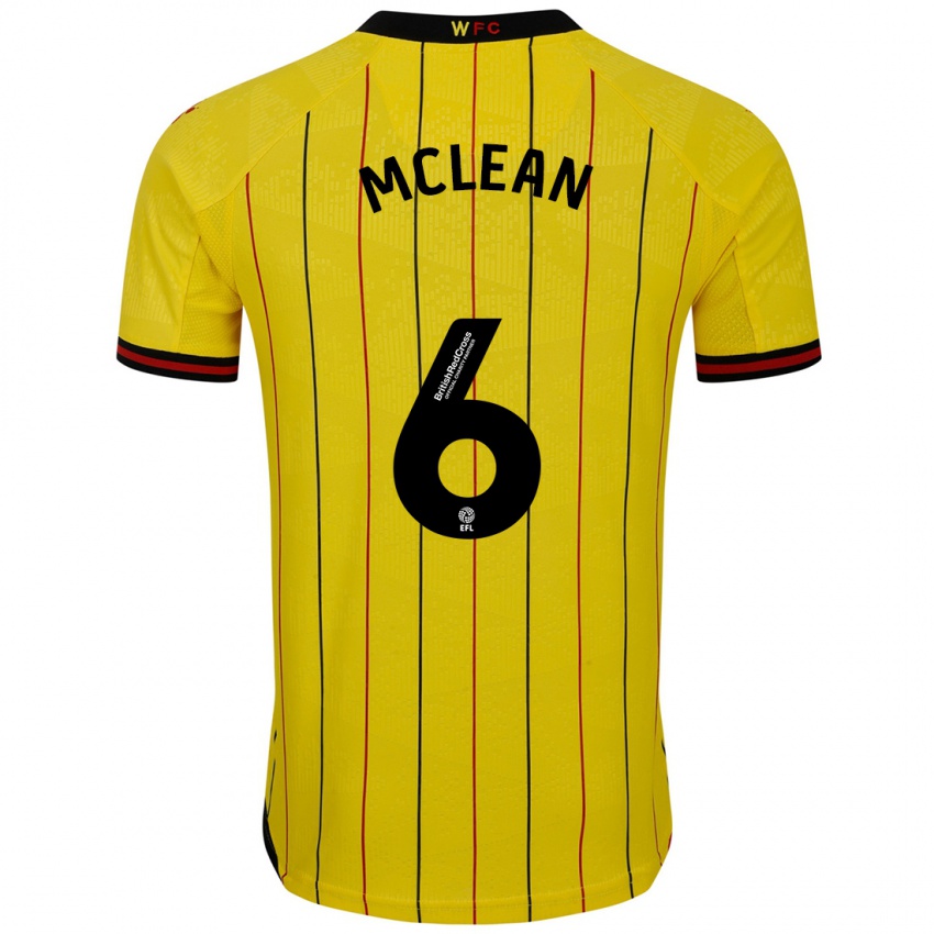 Niño Camiseta Sophie Mclean #6 Amarillo Negro 1ª Equipación 2024/25 La Camisa Chile