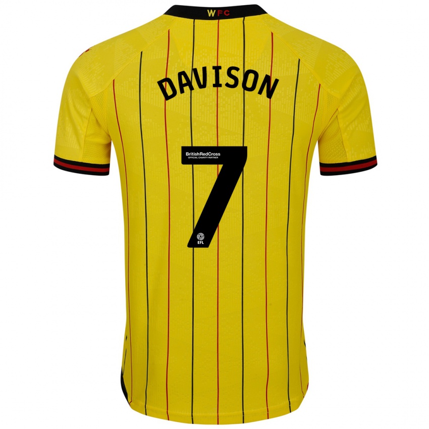 Niño Camiseta Gemma Davison #7 Amarillo Negro 1ª Equipación 2024/25 La Camisa Chile